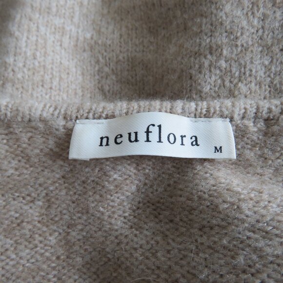 NEUFLORA Two Tone Lynnefield Wrap Sweater in Neutral Tan Quiet Luxury - Size M - Picture 14 of 15